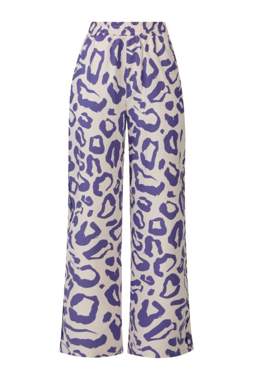 Violet Leopard Wide Leg Pants Polyester