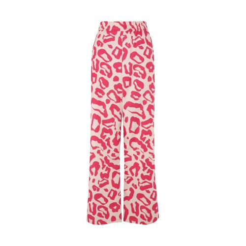 Rose Leopard Wide Leg Pant Polyester
