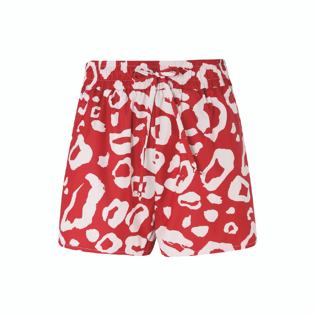 Red Leopard Short Polyester