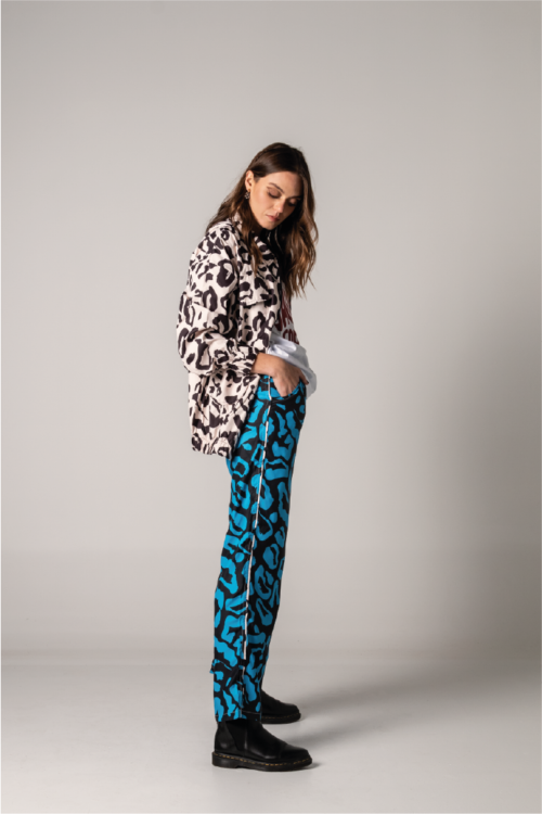 Black Blue Leopard Pants
