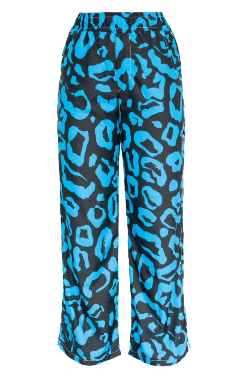 Black Blue Leopard Pants
