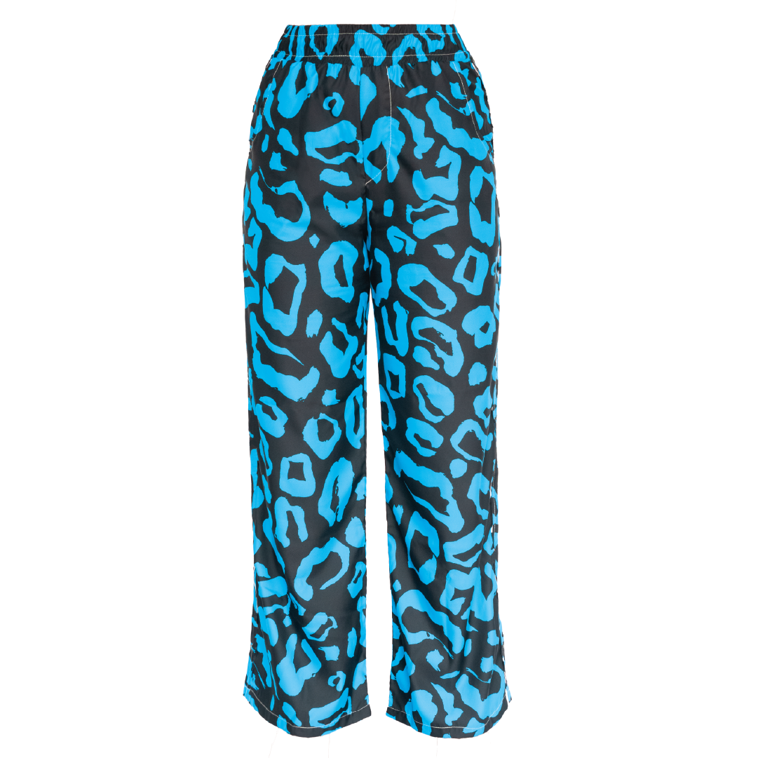 Black Blue Leopard Pants