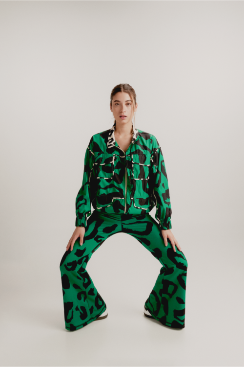 Maxi Leopard Green Flare Pant