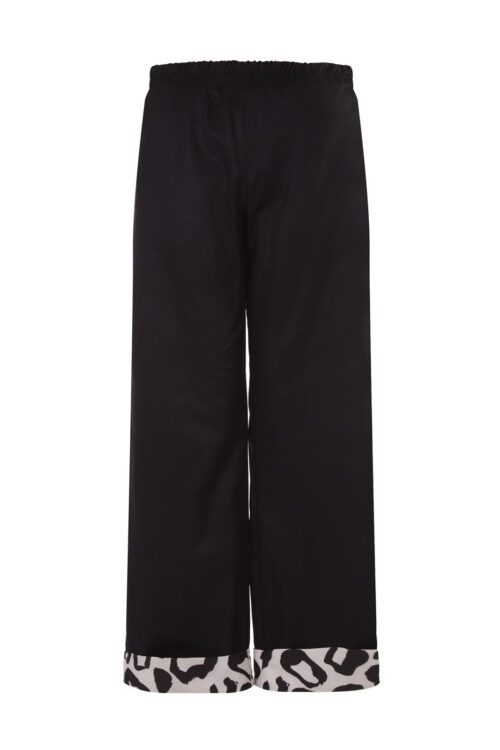 Black & Leopard Hem Pant