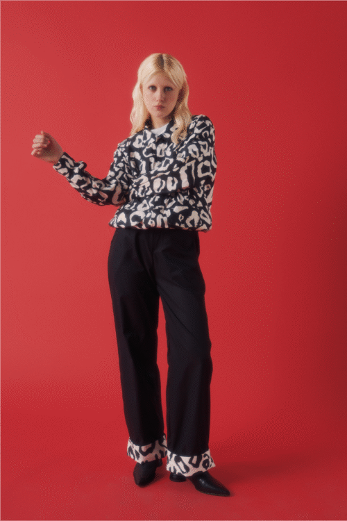 Black & Leopard Hem Pant